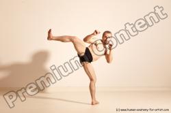 Underwear Martial art Man White Moving poses Slim Short Blond Dynamic poses Academic